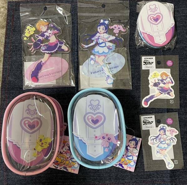 ふたりはプリキュア　サンキューマート　クリアポーチ　小物入れ　アクリルスタンド　すまほステッカー 拡大鏡付きミラー　