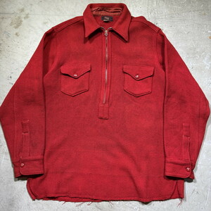 Woolrich 【men2866H】 30's ウールリッチ ハーフジッププルオーバーシャツ 横長タグ デコTALON コの字 16 LARGE AG