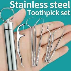 【歯科セット】歯や石を除去するための歯科フック針　洗浄ツール　ステンレス鋼金属