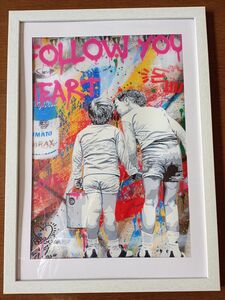 【額付ポスター】キャンバスアート 　Banksy/バンクシー A3アートポスター　30×40cm フレーム付き スタイルB