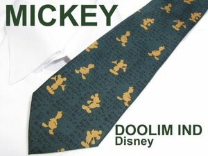 【ディズニー ミッキー】C 357 ミッキィーマウスネクタイ DOOLIM IND Disney 緑色 ミッキーとドナルド絵柄 プリント