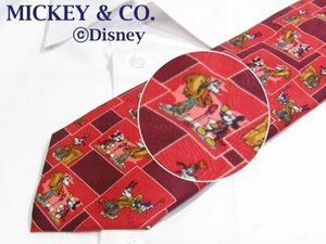 【ディズニー ミッキー】RT 113 ミッキーマウス ディズニー ネクタイ MICKEY ＆ Co. by BLOOMING Didney 赤系 ミッキーマウス プリント