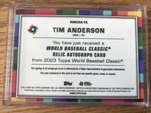 2023 TOPPS WBC 10枚限定　パッチ　直筆サインカード　Tim Anderson USA 米国代表　ティムアンダーソン_画像3