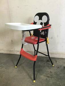** Gifu departure KATOJI / folding type / high baby chair / baby chair / Mickey Mouse / Mickey Mouse / crack equipped / secondhand goods 3/17*