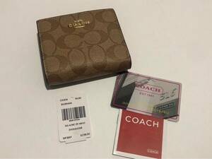 ［1円スタート］COACH コーチ　折財布　二つ折り　　カーキレッドウッド　新品未使用　c3309