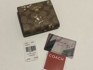 ［1円スタート］COACH コーチ　折財布　二つ折り　ファスナー　カーキマルチカラー　新品未使用　cc922