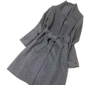 未使用 ANCHOR WOMAN PERSON'S アンカーウーマン 洋服の青山 ウール コート スタンドカラー Super100's グレー レディース 11号 フォーマル