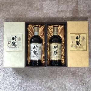 【 未開封 / 箱付 】NIKKA ニッカ 竹鶴 ピュアモルト 21年 & 17年 700ml 2本