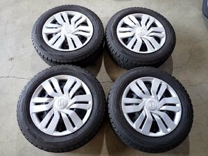 YS5043【送料無料175/65R15】ホンダ純正スチール フィット インサイトなど 中古冬セット●15×5.5J 100/4H ET約50●1円スタート