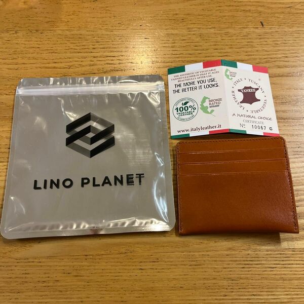 LINO PLANET ミニ財布 フラグメントケース ライトブラウン イタリアンレザー