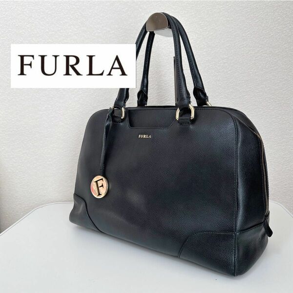 FURLA ハンドバッグ　大きめ　フォーマル　通勤　ブラック