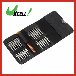 uxcell 電子機器 修理キット 24個 工具 磁気ドライバービット 金属ハンドル付