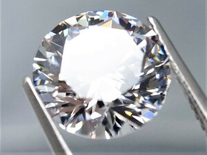 6.62ct 10mm 究極のExcellent cut 大粒キュービックジルコニア 理想的なラウンドブリリアンカット 人の手が一切触れていない完全未使用新品