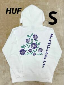 【未使用】HUF ハフ　希少デザイン 薔薇 裏起毛パーカー　S 