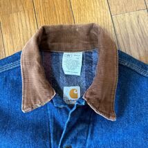 美品carharttヴィンテージデニムジャケットジージャン貴重廃盤旧タグトラッカーDENIM38サイズカウボーイ希少MADEINUSA製アメリカ製ライナー_画像2