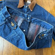 美品carharttヴィンテージデニムジャケットジージャン貴重廃盤旧タグトラッカーDENIM38サイズカウボーイ希少MADEINUSA製アメリカ製ライナー_画像6