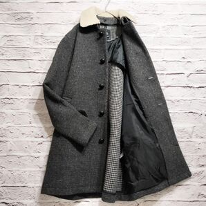 【美品】リクエスト REQUEST ネップ地 襟ボア ウール コート