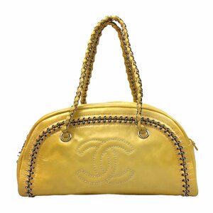 【1円～】シャネル CHANEL バッグ ハンドバッグ チェーンハンドル ココマーク ラグジュアリー エナメル パテント イエロー 11番台 中古