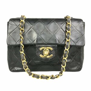 【1円～】シャネル CHANEL バック ショルダーバッグ チェーンショルダー ミニマトラッセ ココマーク 5番台 ブラック 中古