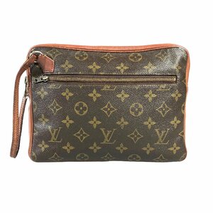 【1円～】ルイヴィトン LOUIS VUITTON バッグ クラッチバッグ レザー ブラウン サックスポ モノグラム 中古