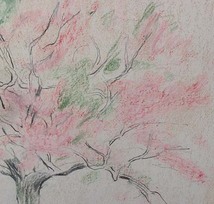 503046 パステル画 田村一男 作 「大仁の桜」（画家）日本芸術院会員・静物画_画像6