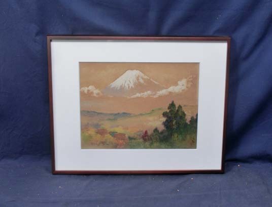 503024 Watercolor by Yasukuni Ohashi Yu no Fugaku (framed) Japanese painter, from Okayama Prefecture, founder of the Japan Watercolor Painting Association, Masataka Ohashi, Mt. Fuji, painting, oil painting, Nature, Landscape painting