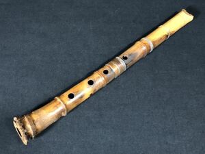 1/16a4 尺八 現状品 在銘 竹治 中継ぎ 笛 楽器 和楽器 木管楽器 全長 約45cm 割れあり