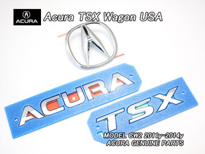 アコードツアラーCW1CW2【ACURA】アキュラTSXワゴン純正USエンブレム-リア3点セット/USDM北米仕様USAホンダACCORD.TOURERリアゲート用WGN