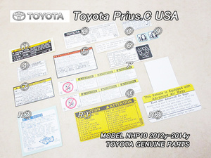 アクアNHP10前期【TOYOTA】トヨタPRIUS.C純正USラベル15点セット(12-14年モデル)/USDM北米仕様AQUA英文字コーションステッカーUSAシール