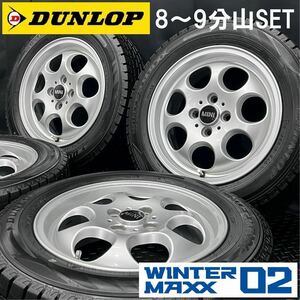 8～9分山★MINI純正アルミ＆DUNLOP WM02 175/65R15 4本 240117-S3 R50 R52 R55 R56 R57等 5.5J +45 4H 100 ミニホイールスタッドレスセット