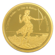 中古A/美品 スイス 現代射撃祭記念 純金 コイン 500フラン金貨 2008年 ジュネーヴ 24金 K24 硬貨 貨幣 20417081_画像1
