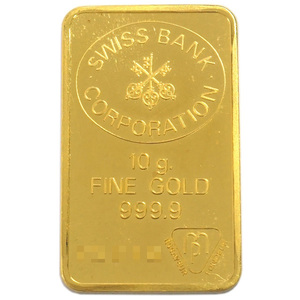 中古AB/使用感小 純金 インゴット 24金 10g スイス銀行コーポレーション スイスバンク 流通品 K24 延べ棒 ゴールド バー 純金 ゴールド