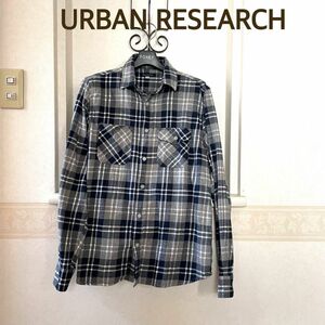 【URBAN RESEARCH】メンズ　チェックシャツ　ネルシャツ　アメカジ　 長袖シャツ グレー　ネイビー