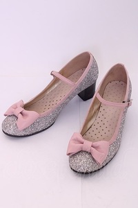 Leur Getter /g Ritter ribbon shoes 24.5 silver x pink T-23-12-28-051-LU-SH-AS-ZS