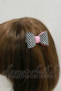 Emily Temple cute / ribbon barrette black stripe × pink Heart H-23-12-14-013-ET-AC-KB-ZT334