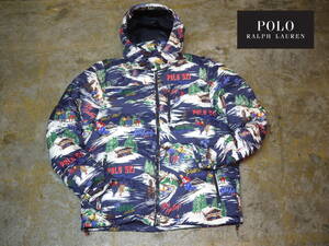 海外限定 新品 約7万 XL/ポロ ラルフローレン スキープリント ウォーターリパレント ダウン 撥水 POLO Ralph Lauren Ski Printed Down