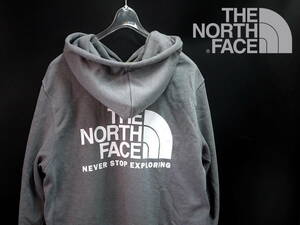 US購入 新品 S/ ノースフェイス バックプリント スウェット パーカー 裏起毛 THE NORTH FACE THROWBACK HOODIE グレーヘザー