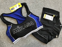 MIKASA ミカサ スポーツブラ ショーツ セット　Mサイズ　ブルー/ブラック_画像1