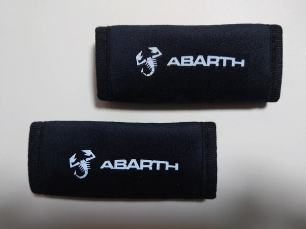 フィアット アバルト(ABARTH) ホワイトロゴ入りタイプ アシストグリップカバー 2個セット 本体色：ブラック