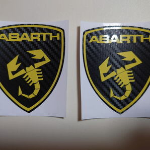 フィアット アバルト ABARTH 盾形 スコーピオンステッカー 2枚セット ロゴ色：イエロー
