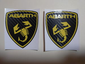 フィアット アバルト ABARTH 盾形 スコーピオンステッカー 2枚セット ロゴ色：イエロー