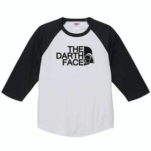 【送料無料】【新品】THE DARTH FACE ダースフェイス 七分袖 長袖 Tシャツ おもしろ パロディ プレゼント メンズ 白 Sサイズ