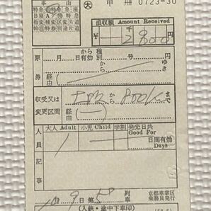 1980年.国鉄・大阪から800キロまで 自由席特急券（京都車掌区乗務員発行）（該当列車5D＝大阪8時発 まつかぜ1号）の画像1