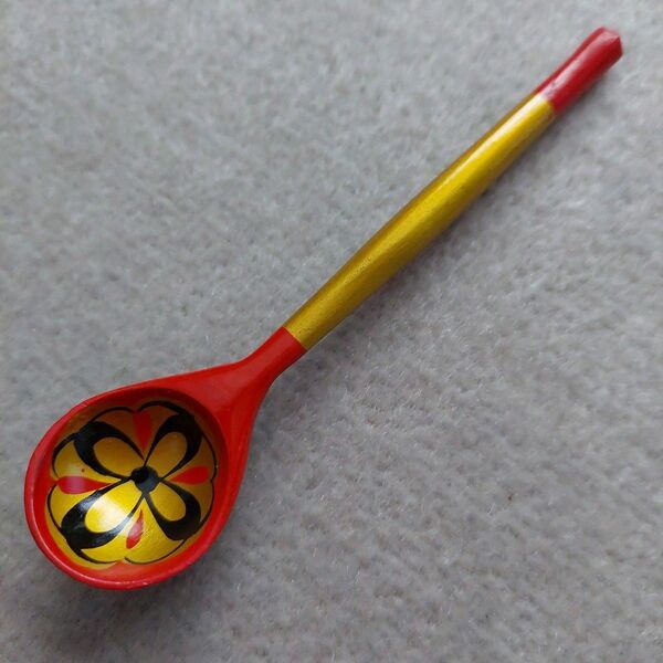 【中古品】③ロシア ソ連 ホフロマ塗り スプーン アンティーク ソビエト
