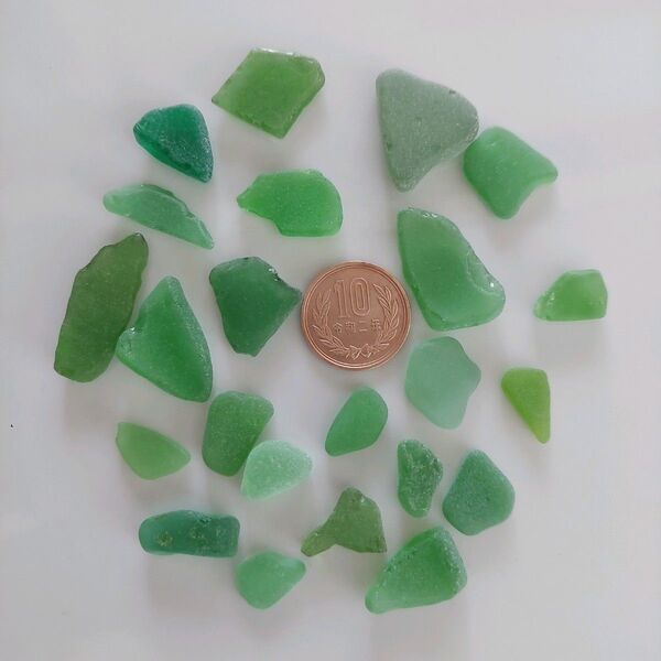 【未使用】2 シーグラス 天然 ハンドメイド 手芸 材料 素材 ガラス