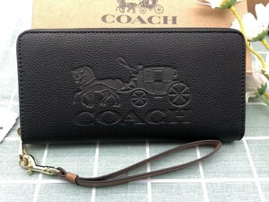 COACH コーチ 財布 長財布 馬車 ギフト ブラック プレゼント 贈り物 レザー メンズ レディース 新品未使用 ブランド ロゴ キャンバス C125