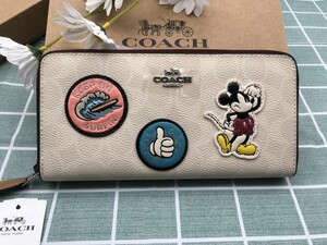 COACH コーチ 財布 長財布 新品未使用 ギフト プレゼント ブランド ミッキーマウス ロゴ シグネチャー レザー キャンバス レディース C237