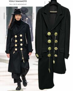 【最終価格につき価格相談したらブロック】Yohji Yamamoto 19AW LOOK38 金釦ロングコート