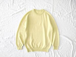 美品 80s90s スコットランド製 肉厚カシミヤ100% クルーネック ライム ペールグリーン◎ 丸首 UK42 XL~XXL England Euro Vintage 60s70s