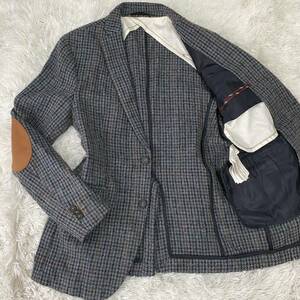 【至極のツイード】ZARA MAN テーラードジャケット 肉厚 エルボーパッチ 千鳥柄 Lサイズ 極美品 ザラ ハウンドトゥース グレー 高級ライン